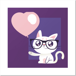 Cat with Balloon Posters and Art